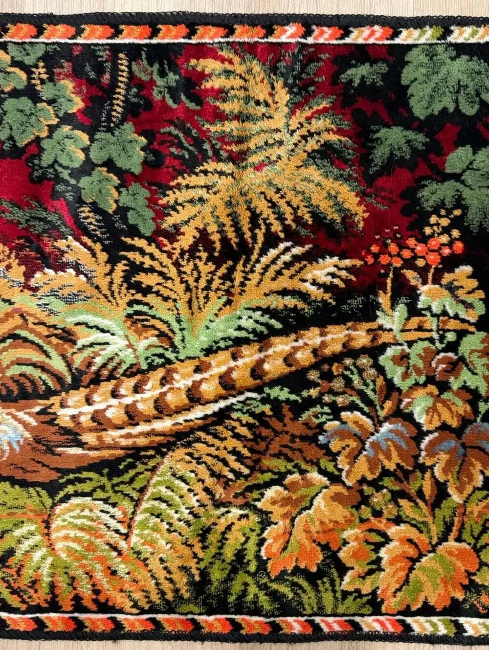 Vintage Pheasant Tapestry Made In Italy Great Shape 38x19” Velvet